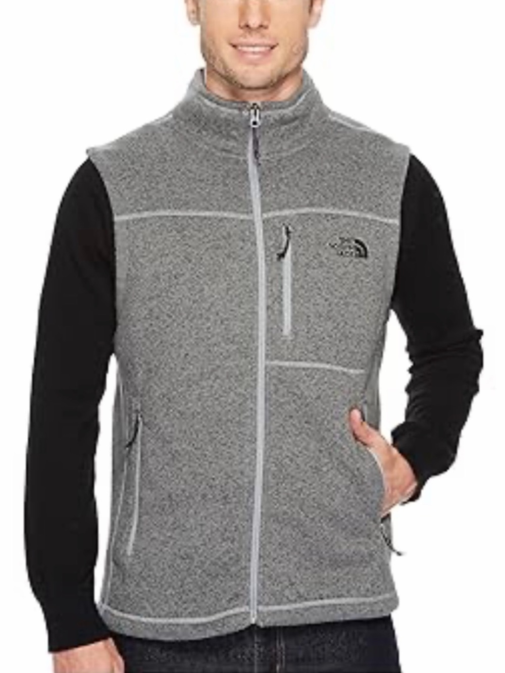 The North Face Men's Heather Gray Gordon Full-Zip Fleece Vest XL